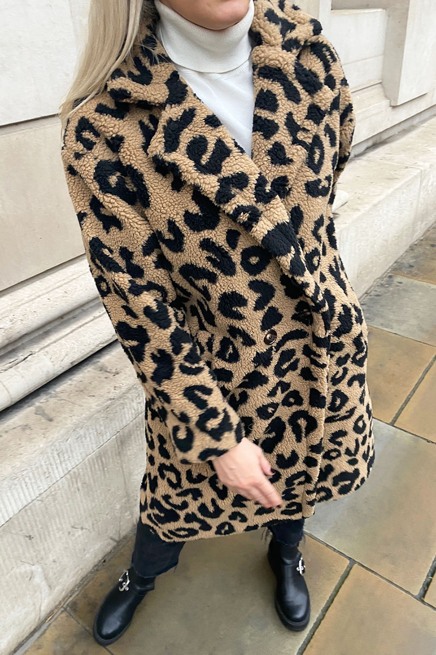 Fifi Teddy Coat In Camel & Black Leopard - mychicwardrobe